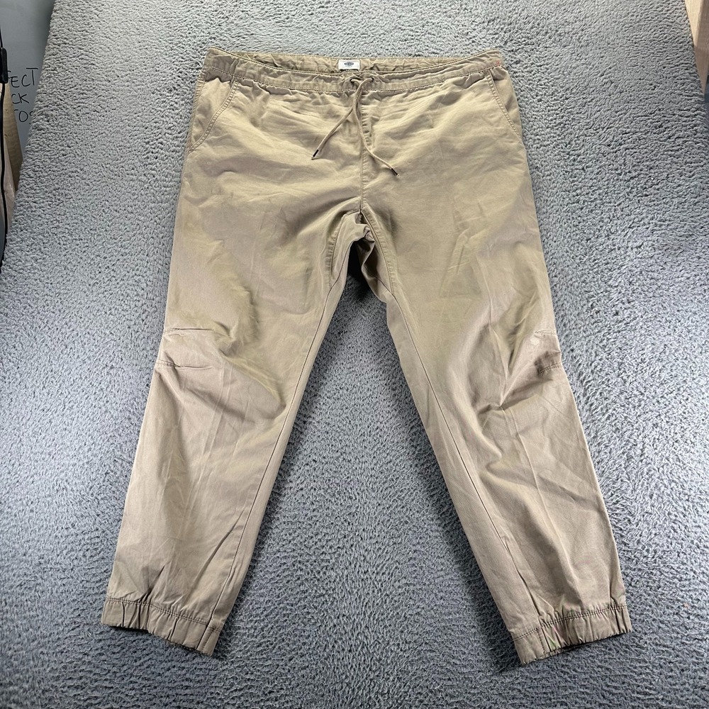 Old Navy Pant Mens XL Brown Cotton Jogger Tapered Leg Utility Workwear Travel